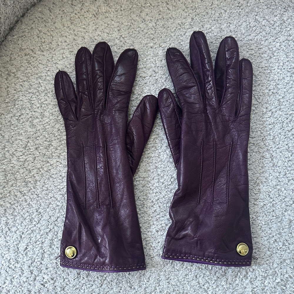 COACH Purple Leather Gloves size 6.5